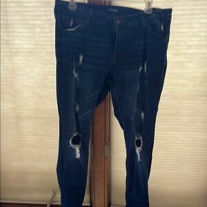 Stylish Blue Distressed Women's Jeans
